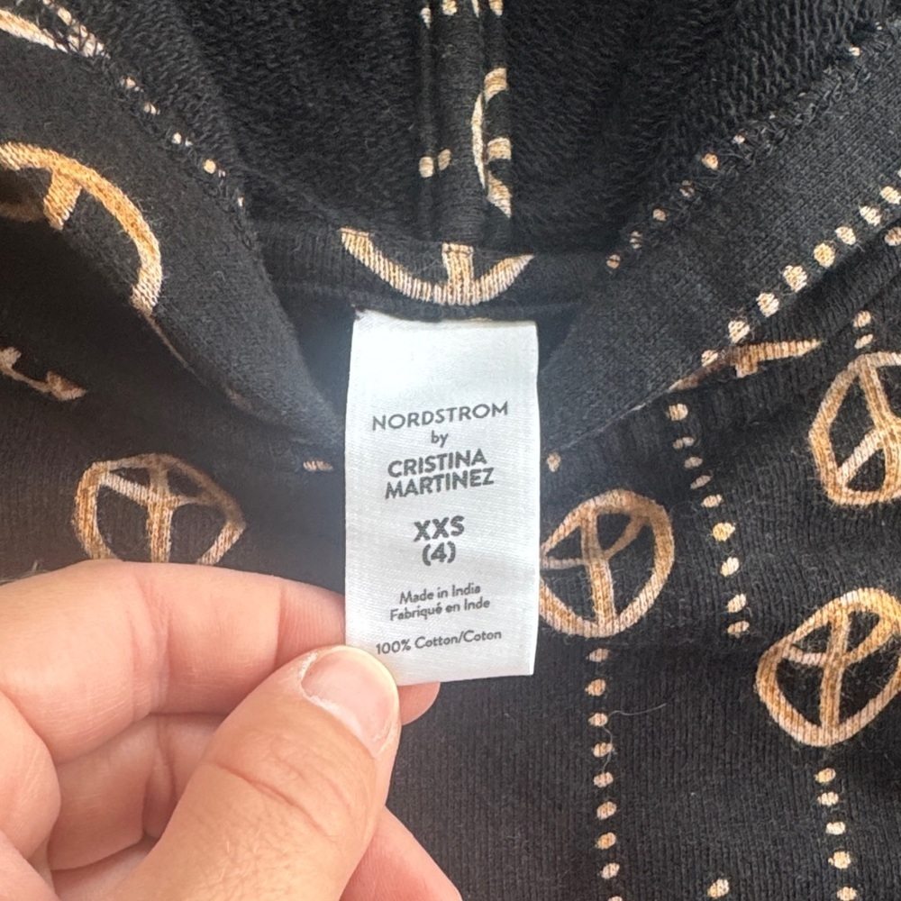 Nordstrom Black and Brown Peace Pattern Kids Hoodie - Picture 2 of 3